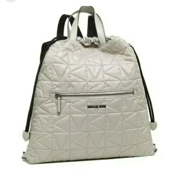 MICHAEL Kors Winnie Lg Quilted Canvas Drawstring Backpack Aluminum - Picture 2 of 4